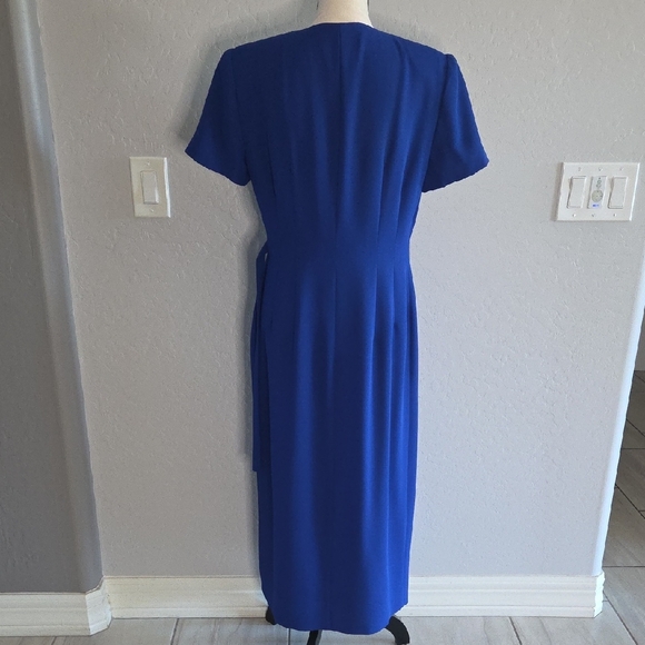 Maggy London Women's Royal Blue Wrap Dress For Office Or Party Size 10 - Picture 5 of 8